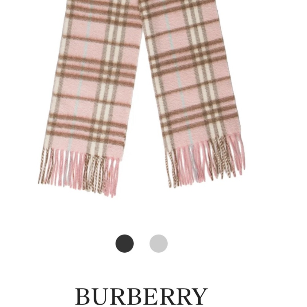 Vintage Burberry Cashmere Scarf Pink with Blue and Tan  Stripes
